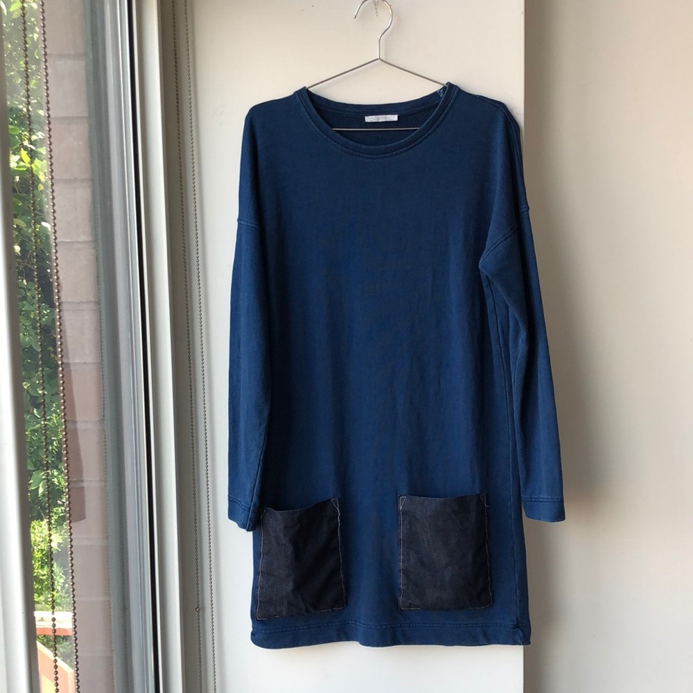 Zara Blue Denim Pocket Knit Dress!